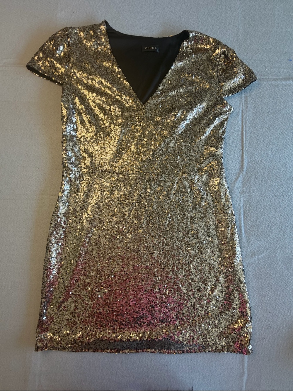 Club L Gold Sequin V-Neck Short Dress 22